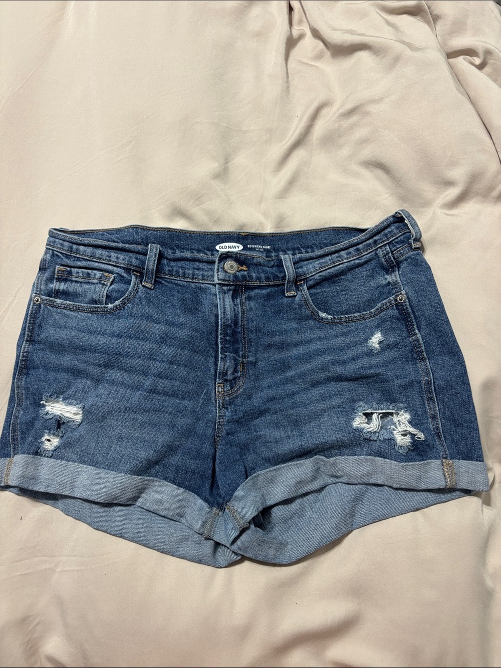 Old Navy Blue Distressed Roll-Cuff Denim Shorts